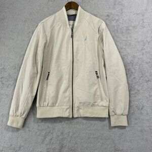 NWOT Nautica Mens S Beige Bomber Jacket With Wind & Water Resistance Stretch